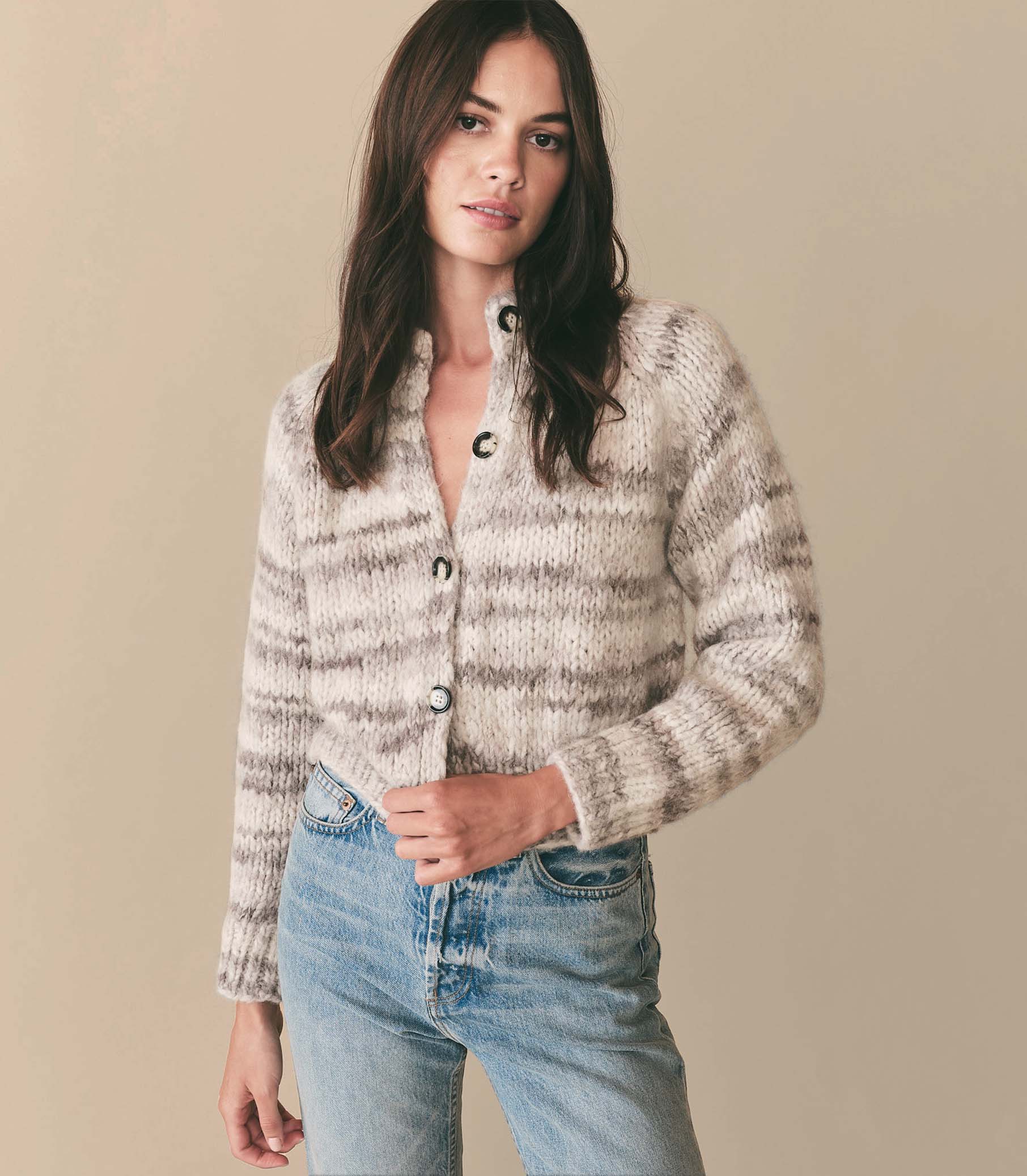 NEWBURY CARDIGAN -- BIRCH BARK SPACE DYE