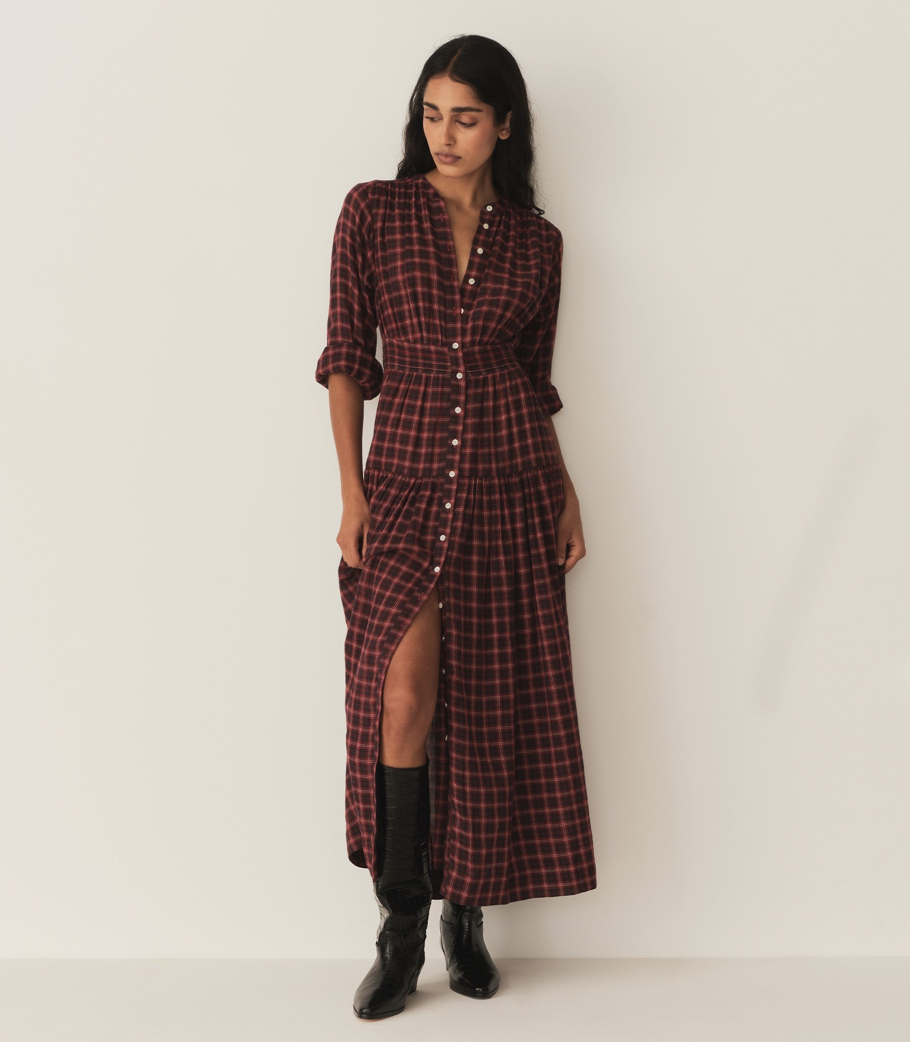 ANNIKA DRESS -- ROUGE COUNTRYSIDE PLAID