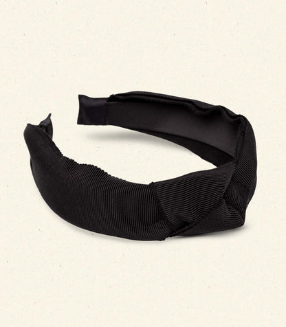 BLANCHE KNOTTED HEADBAND -- BLACK GROSGRAIN