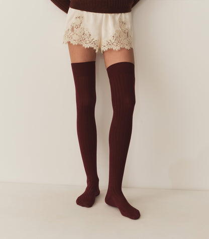 COLLEGIEN THIGH HIGH SOCKS -- BORDEAUX GRAND CRU