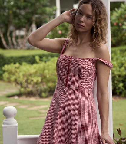 DELANEY DRESS -- ROUGE LA MADDALENA GINGHAM