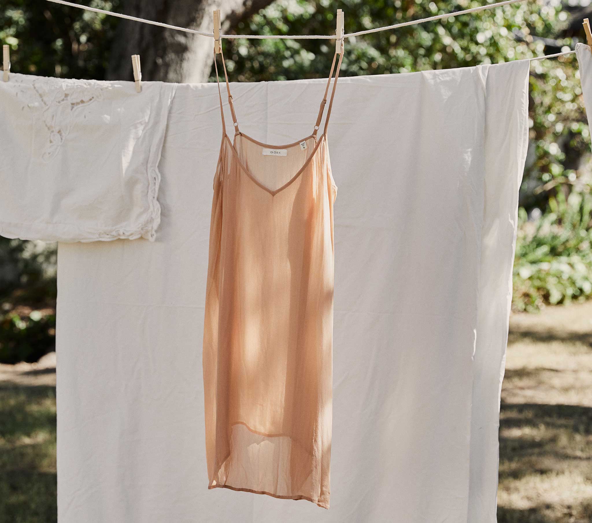 SHORT DEEP V-NECK SLIP -- SAND DOLLAR