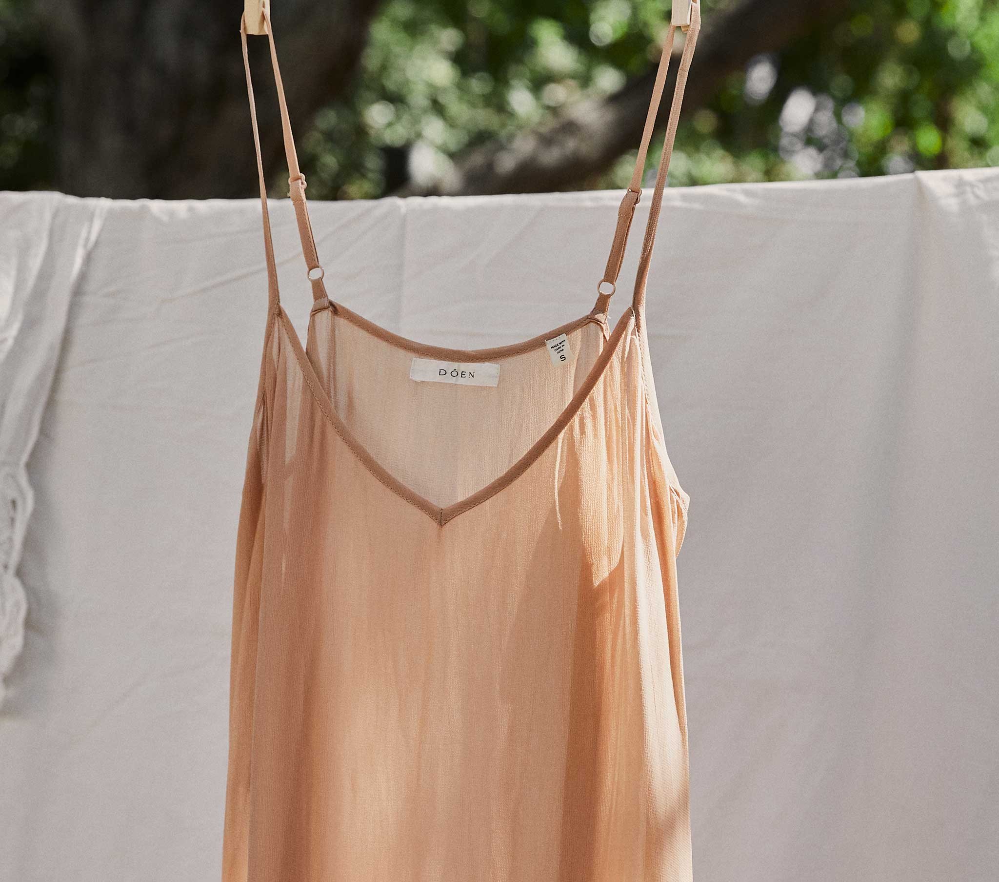 SHORT DEEP V-NECK SLIP -- SAND DOLLAR