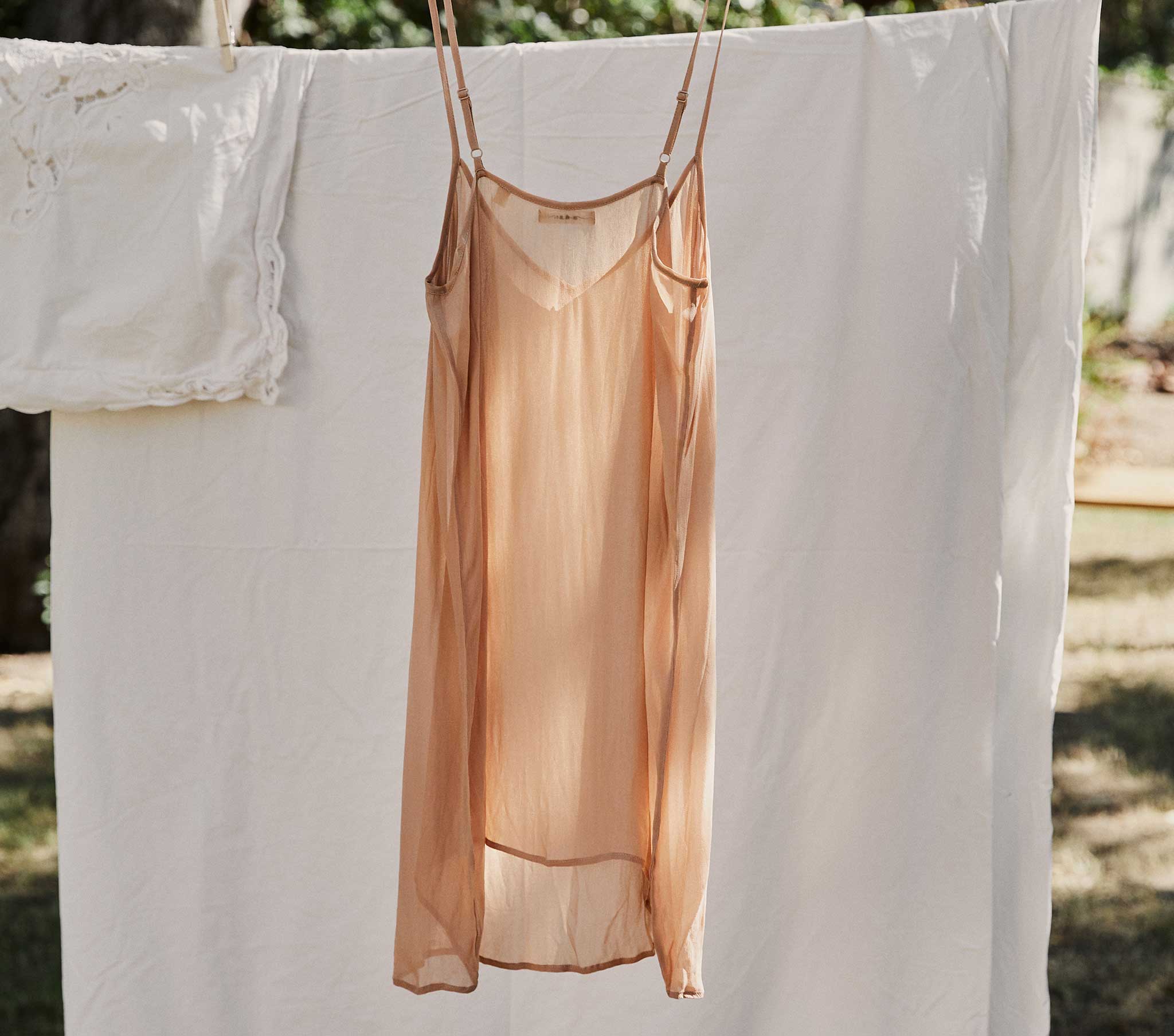 SHORT DEEP V-NECK SLIP -- SAND DOLLAR