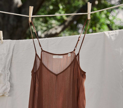 LONG DEEP V-NECK SLIP -- CAROB