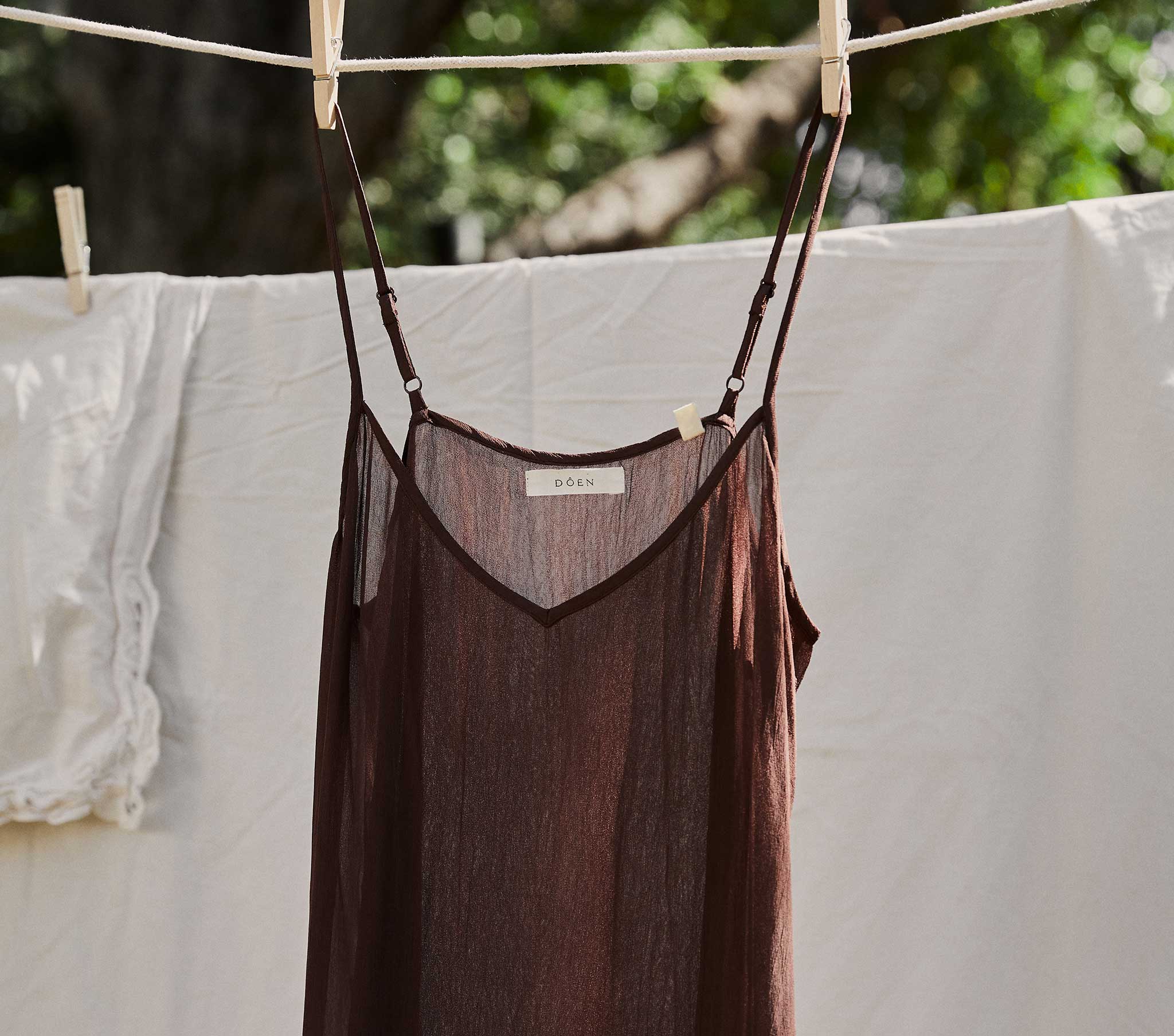 SHORT DEEP V-NECK SLIP -- UMBER