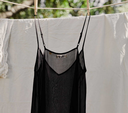 SHORT DEEP V-NECK SLIP -- BLACK