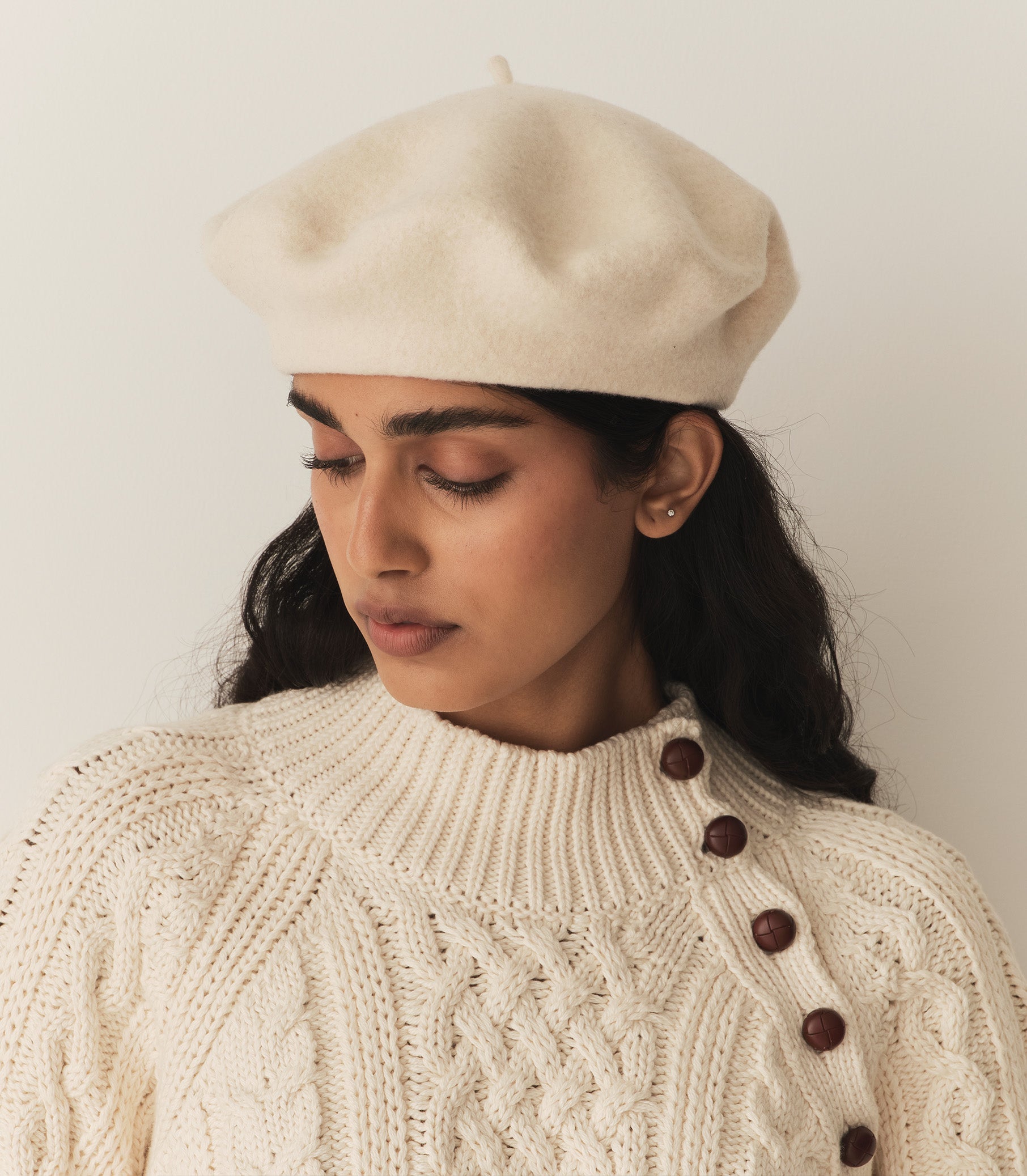 GEORGIANNA BERET -- CREAM WOOL