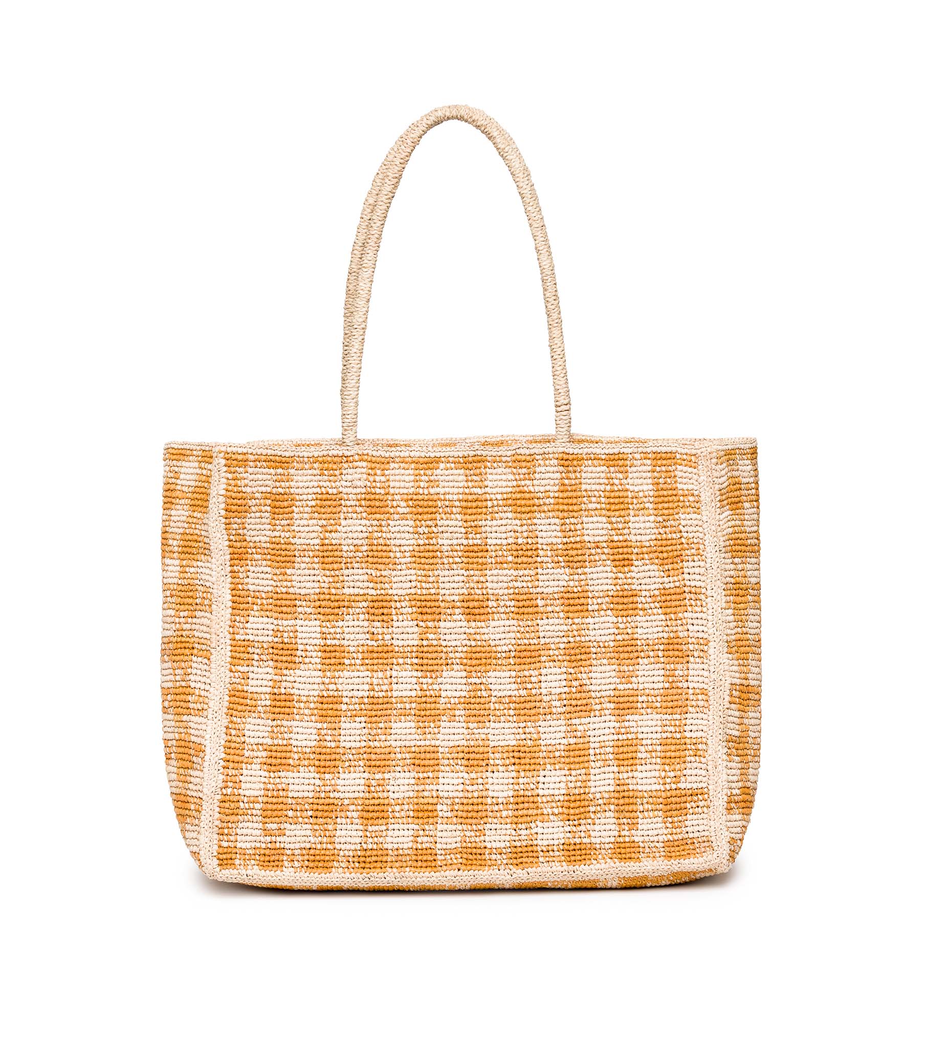 GRANDE MATHILDE BAG -- MUSTARD GINGHAM RAFFIA