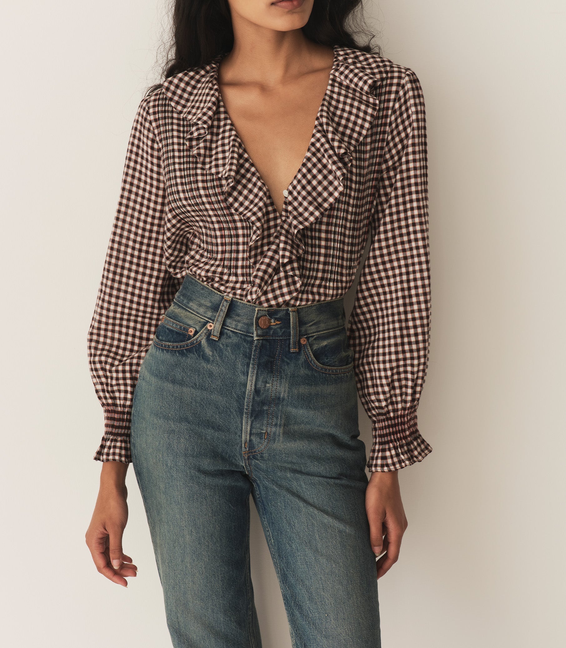 HARDY TOP --DELPHINE PLAID