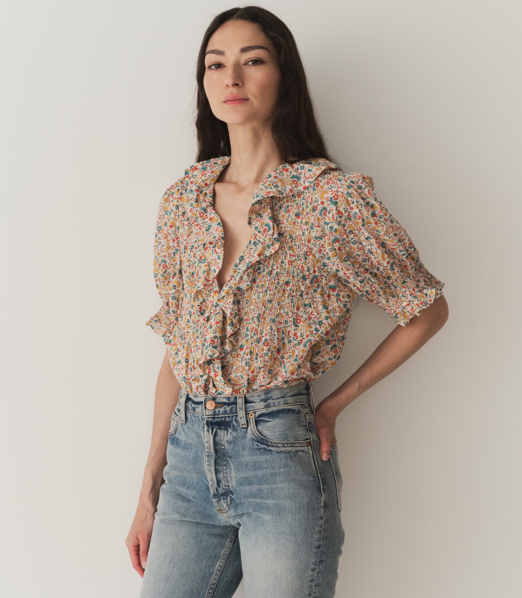 HENRI TOP -- WILD CLOVER FLORAL