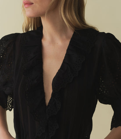 HENRI TOP -- BLACK EYELET