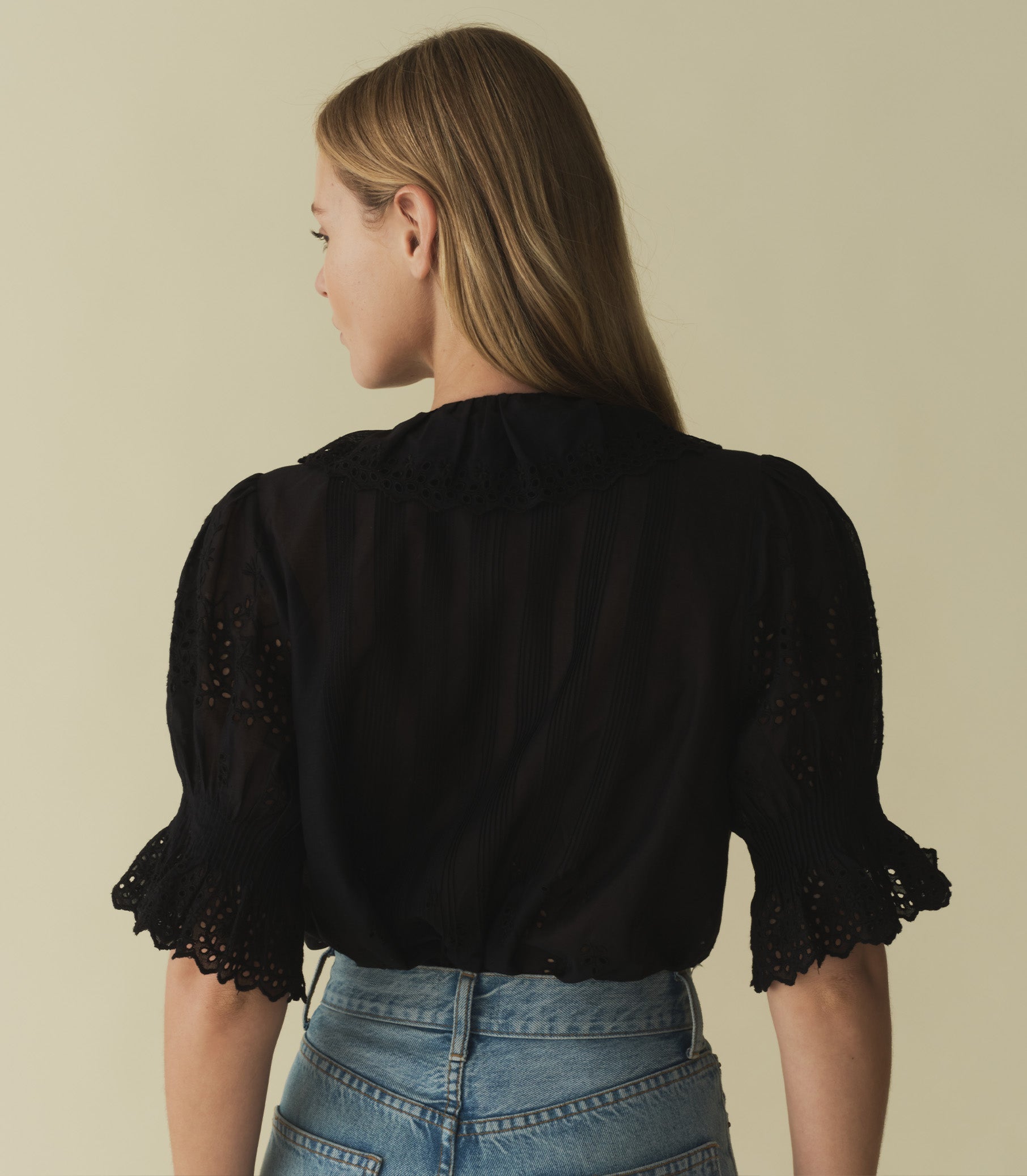 HENRI TOP -- BLACK EYELET