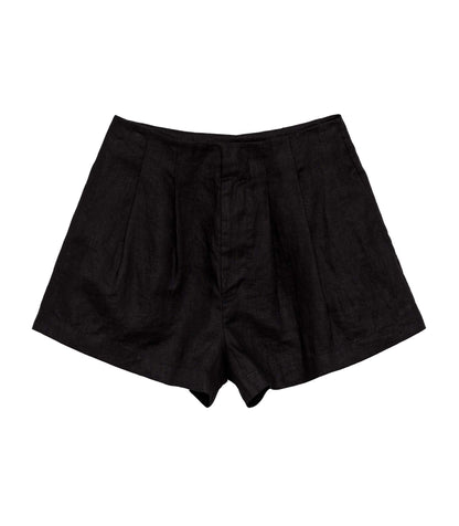 LARUE LINEN SHORT -- BLACK