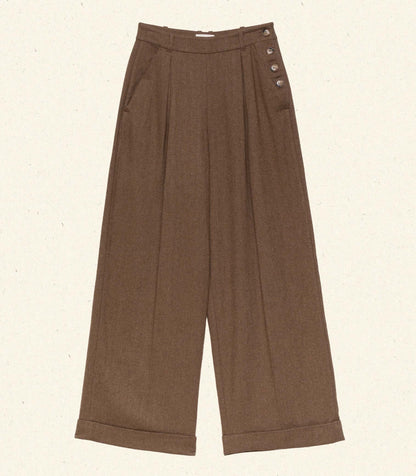 LAWRENCE PANT -- BROWN HERRINGBONE