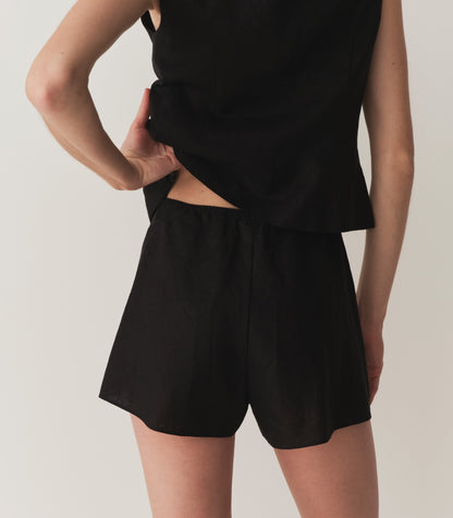 LOREN LINEN SHORT -- BLACK