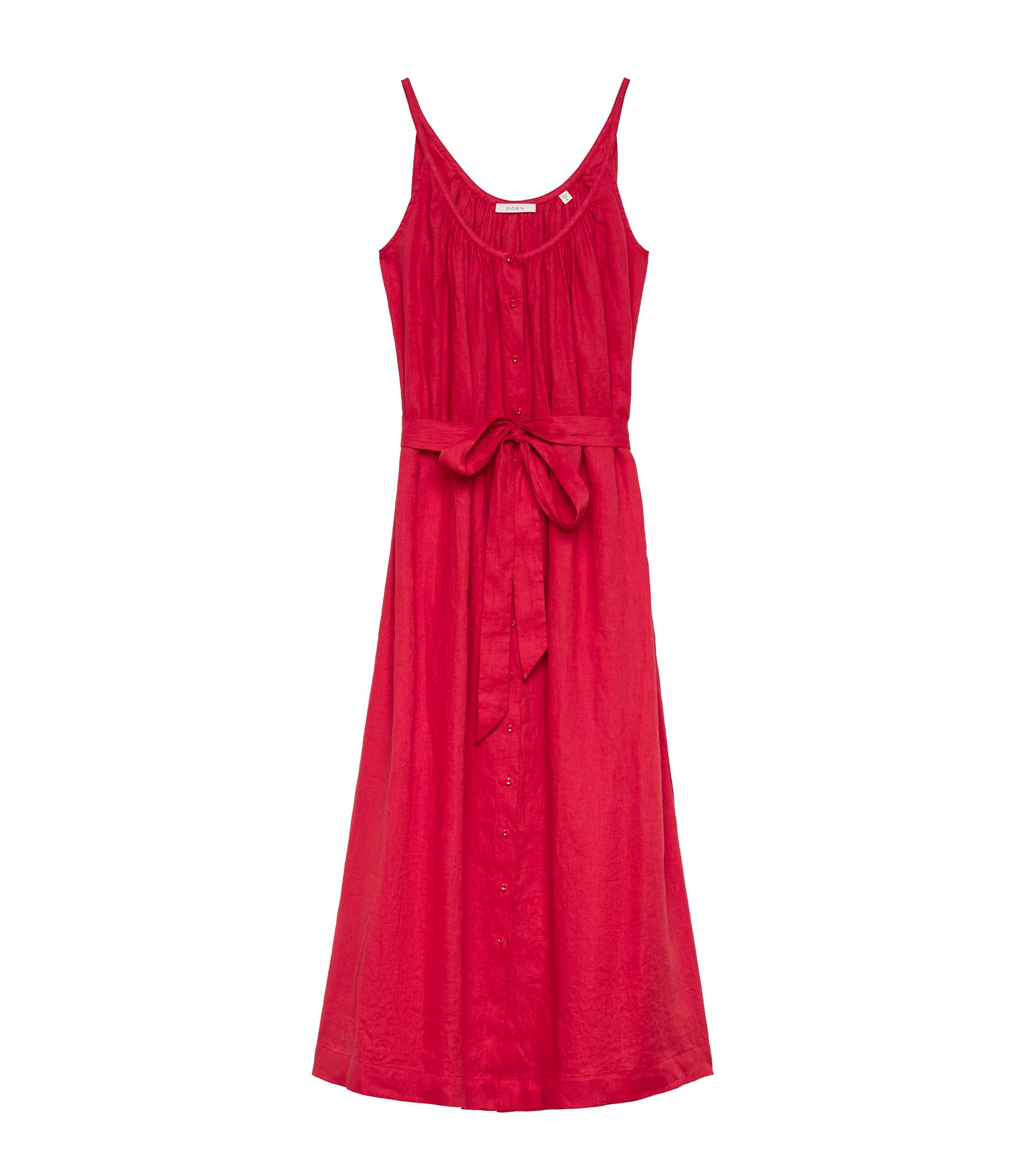 NEVITA LINEN DRESS -- SCARLET