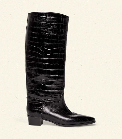 RIVIERA BOOT -- BLACK FAUX CROC