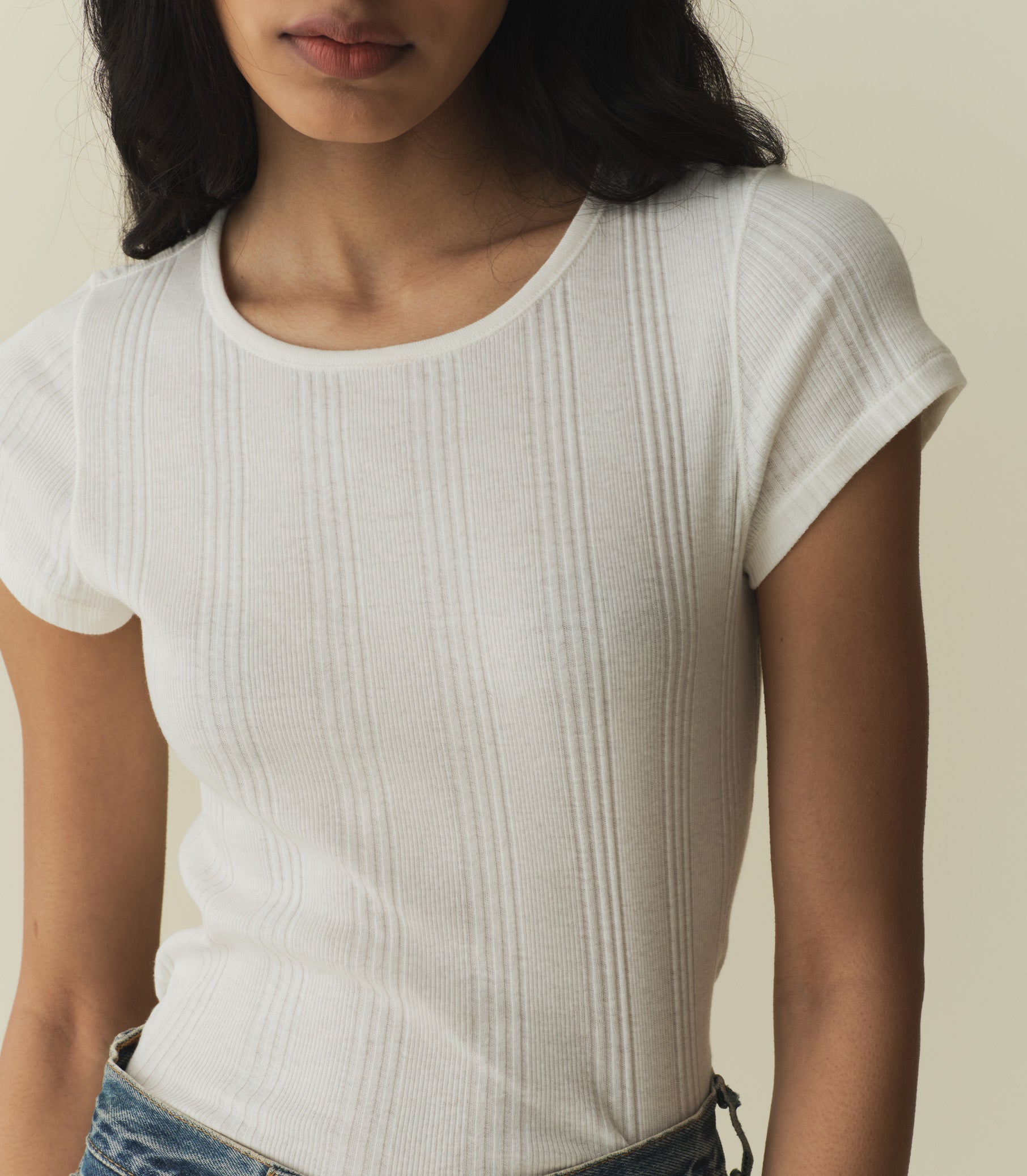 VIVI CASHMERE BLEND TEE -- SALT