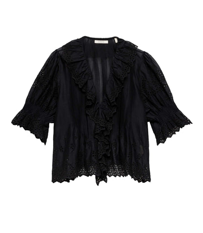 HENRI TOP -- BLACK EYELET